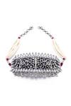 Shop_Sangeeta Boochra_Silver Plated Sharia Pearl Embellished Choker _at_Aza_Fashions
