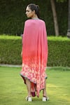 Shop_Shilpi Gupta_Coral Modal Satin Printed V Neck Kaftan Tunic  _at_Aza_Fashions