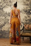 Shop_Kalista_Yellow Crepe Printed Botanical V Neck Freya Sleeveless Jumpsuit _at_Aza_Fashions