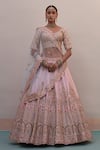 Shop_Angad Singh_Pink Silk, Net Zari, Sequins, Cut Work, Thread Embroidered Bridal Lehenga Set _at_Aza_Fashions