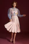 Buy_Archana Rao_Pink Tulle Satin Panelled Petal Skirt  _at_Aza_Fashions