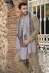 Shop_DUSALA_Grey Embroidered Handwoven Cashmere Fine Wool Aari Work Stole _at_Aza_Fashions