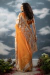 Shop_SAKSHAM & NEHARICKA_Orange Silk Organza Hand Embroidered Abhilasha Floral Jaal Saree _at_Aza_Fashions