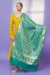 Shop Naintara Bajaj Green Zari, Fringe Botanic Woven Banarasi Art Silk Dupatta at Aza Fashions Shop_Naintara Bajaj_Green Zari, Fringe Botanic Woven Banarasi Art Silk Dupatta _at_Aza_Fashions