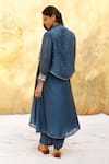 Shop_Label Niti Bothra_Blue Pure And Handwoven Banarasi Silk With Bemberg Jacket Kurta & Palazzo Set_at_Aza_Fashions