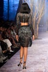 Shop_Nirmooha_Black Net Embroidery Sequins Short Skirt _at_Aza_Fashions