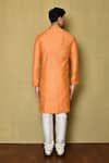 Shop_Arihant Rai Sinha_Orange Banarasi Jamewar Woven Floral Mandarin Collar Kurta And Churidar _at_Aza_Fashions