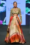 Shop_Mahima Mahajan_Multi Color Satin Organza Embroidery Mirror Round Blouse And Lehenga Set _at_Aza_Fashions
