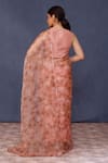 Shop_Chokhi Chorri_Pink Saree Silk Organza Print Moroccan Tile Round Neck Amina With Blouse _at_Aza_Fashions