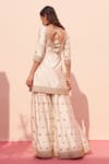 Shop_Angad Singh_Ivory Raw Silk Embroidered Zardozi Leaf Neck Kurta Sharara Set _at_Aza_Fashions