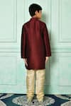 Shop_Arihant Rai Sinha_Maroon Silk Patterned Kurta _at_Aza_Fashions