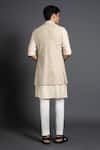 Shop_Raghavendra Rathore Jodhpur_Beige Silk Embroidered Thread And Pearl Work Waistcoat For Men_at_Aza_Fashions