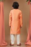 Shop_Kora By Nilesh Mitesh_Orange Silk Printed And Embroidered Bandhej Kurta Set _at_Aza_Fashions