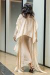 Shop_Leh Studios_Ivory Viscose, Organza Embroidery Round Neck Kaftan_at_Aza_Fashions