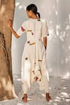 Shop_Kharakapas_Cream Mulmul Cotton Printed Terracotta V Neck Time Lapse Jumpsuit  _at_Aza_Fashions