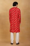 Shop_Masaba_Red Raw Silk Printed Cotton Candy Kurta _at_Aza_Fashions