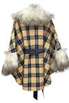 Shop_Jasmine And Alaia_Blue Plaid Checkered Alaia Cape  _at_Aza_Fashions