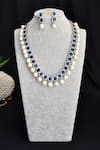 Buy_SWABHIMANN_Blue Sapphire Stone And Pearls Embellished Necklace Set _at_Aza_Fashions