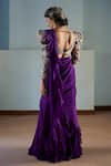 Mrunalini Rao_Purple Saree Chiffon Embroidered Resham V Ruffle With Multi Colored Blouse _Online_at_Aza_Fashions