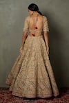 Shop_RI.Ritu Kumar_Peach Polyester Embroidery Zardozi Sweetheart Neck Dakshi Bridal Lehenga Set _at_Aza_Fashions