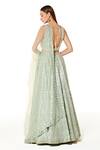 Shop_Rabani & Rakha_Green Georgette Sequins, Nadia Floral Jaal Embroidered Bridal Lehenga Set _at_Aza_Fashions