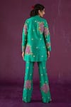 Shop Kacha Tanka Green Dupion Art Silk Floral, Mirror Rose Pattern And Embroidered Blazer Pant Set at Aza Fashions Shop_Kacha Tanka_Green Dupion Art Silk Floral, Mirror Rose Pattern And Embroidered Blazer Pant Set _at_Aza_Fashions