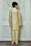 Shop_Petite Pomme_Beige Silk Mandarin Collar Straight Kurta _at_Aza_Fashions
