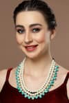 Shop Dugran By Dugristyle Blue Pearl Embellished Layered Necklace at Aza Fashions Shop_Dugran By Dugristyle_Blue Pearl Embellished Layered Necklace _at_Aza_Fashions