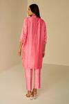 Shop_Betrue_Pink Chanderi Silk Embroidery, Hand Tie And Dye Shibori Pattern Top & Pant Set _at_Aza_Fashions