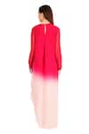 Shop_Rohit Gandhi + Rahul Khanna_Fuchsia Viscose Georgette Embroidery Sequin Round Asymmetric Ombre Top _at_Aza_Fashions