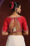 Shop_Weaver Story_Red Pure Silk Hand Embroidered Zardozi Plunge V Neck Blouse _at_Aza_Fashions
