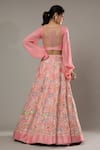 Shop_I Am Design_Pink Raw , Organza Floral Candy Floss Embroidered Bridal Lehenga Set _at_Aza_Fashions