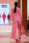 Shop_Pankaj & Nidhi_Pink Jacket Tulle Lined With Organza Helios Asymmetric And Pant Set  _at_Aza_Fashions