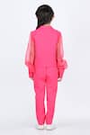 Shop_The Little Celebs_Pink Lycra, Satin Metallic Thread Notched Collar Blazer And Pant Set _at_Aza_Fashions