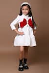 Shop Hoity Moppet White Velvet, Crepe, Satin Bows, Embroidery Tiered Dress at Aza Fashions Shop_Hoity Moppet_White Velvet, Crepe, Satin Bows, Embroidery Tiered Dress _at_Aza_Fashions