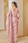 Shop_Osaa By Adarsh_Pink Organza Sequins, Embroidery V-neck Rose Saree With Blouse_at_Aza_Fashions