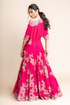 Shop_Nupur Kanoi_Fuchsia Crepe Hand Embroidery Mirror Lehenga And Off Shoulder Top Set  _at_Aza_Fashions