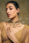 Shop_Tarun Tahiliani_Gold Plated Fresh Water Pearls Routile Embellished Choker _at_Aza_Fashions