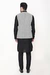 Shop_Manish Nagdeo_Black Silk, Cotton Embroidery Bundi Jacket And Kurta Set _at_Aza_Fashions