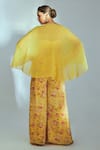 Buy_Suruchi Parakh_Yellow Crepe And Organza Printed Floral Pattern Kaftan Boat Pant Set With Top _Online_at_Aza_Fashions