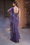 Shop_Mehak Murpana_Purple Saree Organza Embroidered Sequin Round Pre-draped Ruffle With Blouse _at_Aza_Fashions