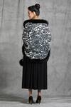 Shop_Dusala_Black Pashmina Wool Digital Animal Print Fur Bordered Stole _at_Aza_Fashions