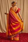 Shop_Paaprika_Red Pure Cotton Handwoven Stripe Pattern Ilkal Saree _at_Aza_Fashions
