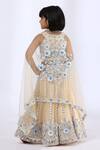 Shop_Neha Gursahani_Beige Tulle Embroidery Thread Work Floral Lehenga Set _at_Aza_Fashions