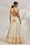 Gopi Vaid_Ivory Blouse Tussar Embroidery Sequin U Neck Maya Lehenga Set_Online_at_Aza_Fashions