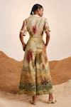 Shop_Cord_White Linen Printed Wood Notched Lapel Collar Overlap Crop Top _at_Aza_Fashions