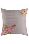 Shop Khaabka Grey Jacquard Silk Embroidery Border Cushion Cover - Set Of 2 at Aza Fashions Shop_Khaabka_Grey Jacquard Silk Embroidery Border Cushion Cover - Set Of 2_at_Aza_Fashions