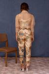Shop_Chokhi Chorri_Beige Organza, Embroidery, Cut Work Damsa Sheer Shirt Pant Set _at_Aza_Fashions