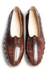 Shop_Dmodot_Brown Ethnico Chocro Leather Mojaris_at_Aza_Fashions