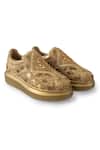 Anaar_Gold Embroidered Honeybee Gota Sneakers_Online_at_Aza_Fashions